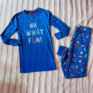 Boys Blue Christmas Pajamas Size 8